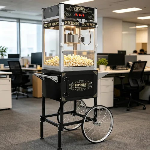 Vista 11 de Máquina comercial de palomitas de maíz con hervidor de 20 onzas, máquina de palomitas de maíz para encimera estilo teatro, acero inoxidable, control