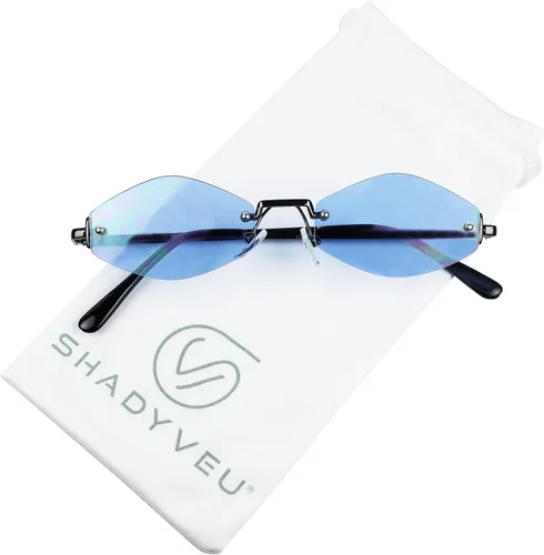 Vista 2 de ShadyVEU Lentes de sol delgados y estrechos con forma hexagonal de diamante sin montura de metal color caramelo lentes de tinte ajustados a la moda