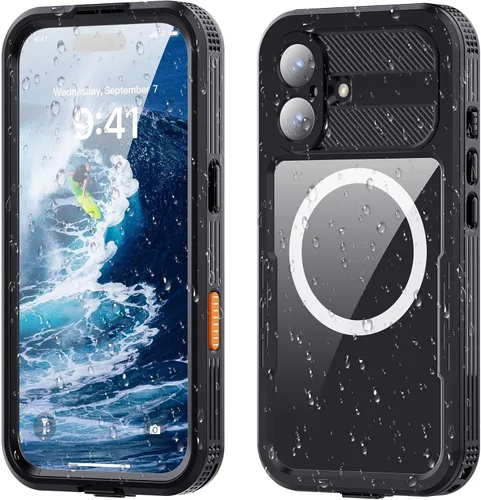 Vista 16 de Funda impermeable para iPhone 15 Plus, protector de pantalla integrado, a prueba de golpes, a prueba de nieve, a prueba de polvo, funda protectora