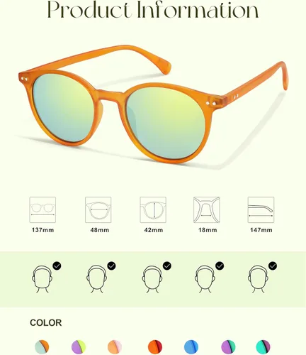Vista 5 de SOJOS TR90 Polarized Small Round Sunglasses for Women Men Vintage Style UV400 Lens SJTR2113