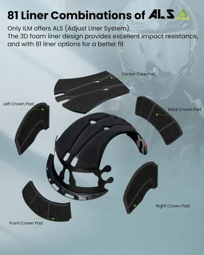 Vista 5 de ILM Cascos para Motocicleta para Adultos Hombres Mujeres Cara Completa DOT ECE Powersports Visera Dual para Carreras en Carretera con Pinlock
