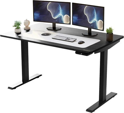 Vista 13 de Rise Up - Escritorio eléctrico de pie de altura ajustable de 24 a 49 pulgadas, doble motor, escritorio de pie grande de bambú de una pieza, 48 x 30
