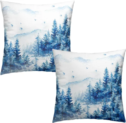 Vista 59 de Juego de 2 fundas de almohada patrióticas para exteriores, diseño de estrellas azules del 4 de julio, 16 x 16 pulgadas, fundas de almohada