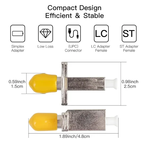 Vista 2 de Moocci 4 unids LC hembra a ST hembra Simplex fibra óptica acoplador adaptador de fibra óptica monomodo