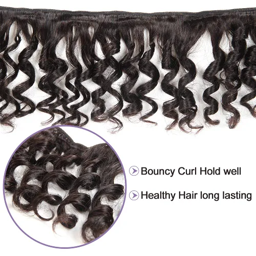 Vista 3 de Molefi Extensiones de cabello humano brasileño Funmi rizado, 4 paquetes de extensiones de cabello humano negro, extensiones de cabello corto rizado