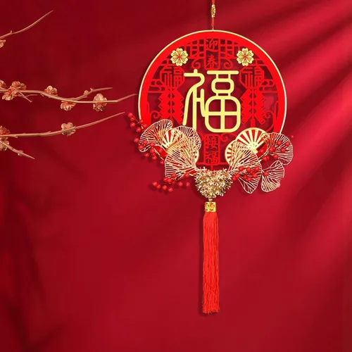 Vista 5 de Menolana Decoraciones de Año Nuevo Rojo Chino Lunar Año Nuevo Colgante para Casa Oficina Coche Colgando Decoraciones Buena Suerte