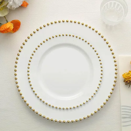 Vista 56 de Efavormart - Paquete de 10 platos de postre de plástico transparente rubor con borde de cuentas, platos redondos desechables para ensalada, 8