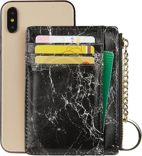 Vista 5 de Cartera minimalista para mujer, 8 tarjetas, monedero, monedero, bolsillo frontal, Casual