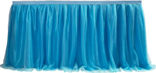 Vista 17 de Falda para mesa de tutú de tul, decoración de mesa rectangular o redonda para fiesta de boda, dama de honor, hermana, disfraz, moda de lujo Tutu-azul
