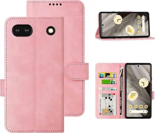 Vista 25 de Funda tipo cartera con tapa para Google Pixel 6a, [piel sintética + parachoques de TPU] [3 ranuras para tarjetas] [función de soporte]