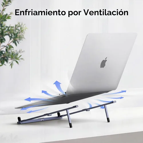 Vista 7 de UGREEN Soporte portátil para laptop, plegable y compacto de aluminio para escritorio, elevador ergonómico ajustable para computadora portátil, apto