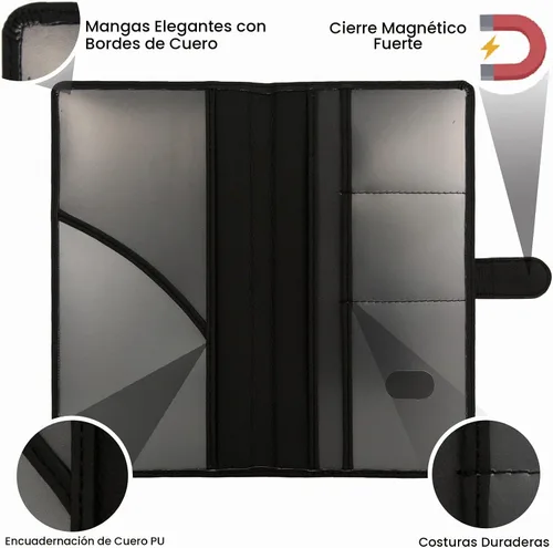 Vista 2 de Soporte para Registro de Auto y Seguro, Organizador de Guantera de Vehículo de Cuero con Cierre Magnético para Documentos, Tarjetas, Licencia