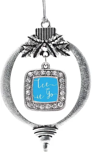 Vista 134 de Inspired Silver - Adorno con dije de reina de rodillo - Adornos navideños cuadrados de plata con joyas de circonita cúbica