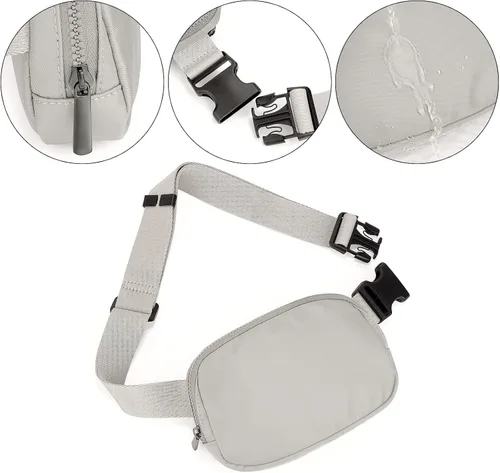 Vista 5 de Uromee Riñoneras para mujer, bolsa cruzada para cinturón de moda, ligera, para viajes, correr, senderismo, correa ajustable, 0235 Gris Claro