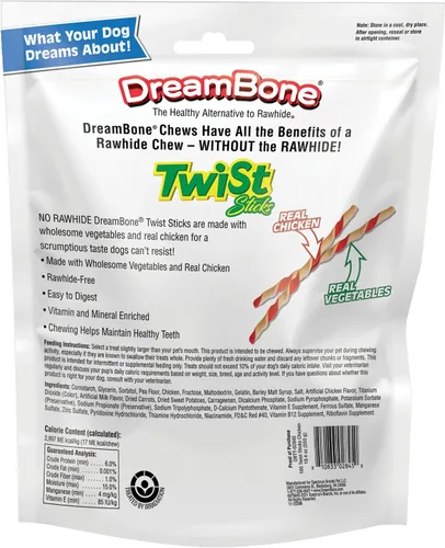 Vista 2 de Dreambone Twist Sticks - Masticables para perros sin cuero crudo, hechos con pollo real, 100 unidades (paquete de 1)