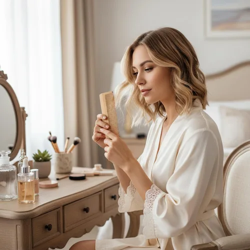 Vista 6 de Juego de 4 peines de madera para el cabello, peine de dientes anchos de madera, hecho a mano, de bambú, antiestático, para cabello rizado, grueso