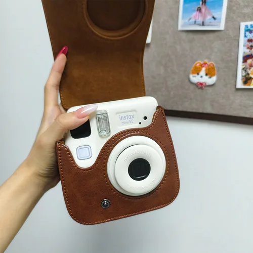 Vista 3 de Protective Case for Fujifilm Instax Mini 7+ SE Instant Camera, Premium PU Leather Mini 7 Plus 7c 7s Case Bag with Removable Adjustable Strap (Brown)