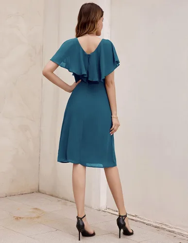 Vista 2 de GRACE KARIN Women Chiffon Ruffle Cape Cocktail Dresses for Party Wedding