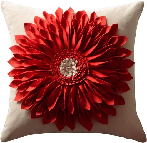 Vista 9 de OiseauVoler Fundas de almohada hechas a mano de 18 x 18 pulgadas, fundas de cojín de girasol 3D azules, fundas de almohada decorativas para sofá