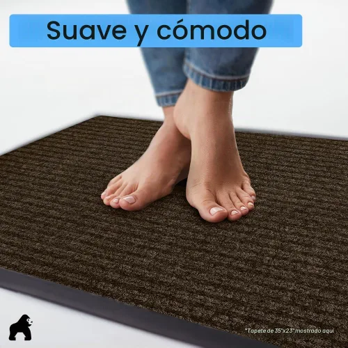 Vista 8 de Gorilla Grip - Tapete afelpado original de goma con perfil bajo, resistente, duradero, impermeable y fácil de limpiar para interior y exterior Marrón