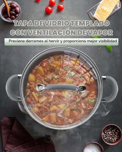 Vista 6 de Cook N Home Basics - Juego de utensilios de cocina de acero inoxidable Mango de silicona gris