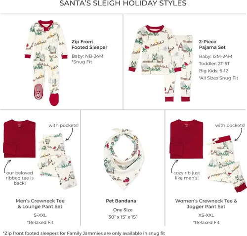 Vista 2 de Burt's Bees Baby - Pijamas familiares a juego, de algodón orgánico, para días festivos