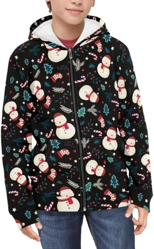 Vista 3 de Dellukee Sudaderas con capucha para niños y niñas, casual, suave, con cremallera frontal, con bolsillo