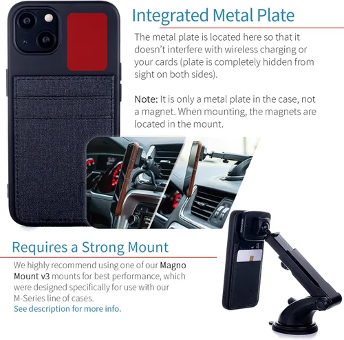 Vista 3 de Dockem Funda tipo cartera para iPhone 13 con carcasa de silicona líquida, placa de metal integrada para montaje magnético y 2 bolsillos para Negro