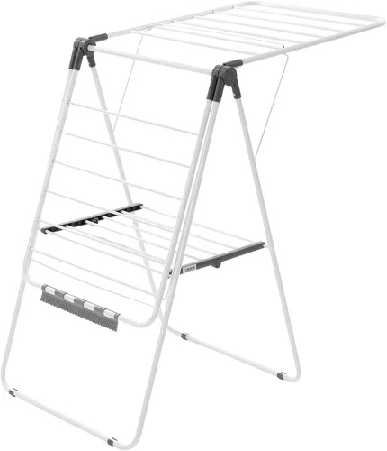 Vista 9 de VEVOR Estante de secado de ropa, estante plegable de 2 niveles con clips para calcetines y 21 varillas de secado, estantes de secado ajustables