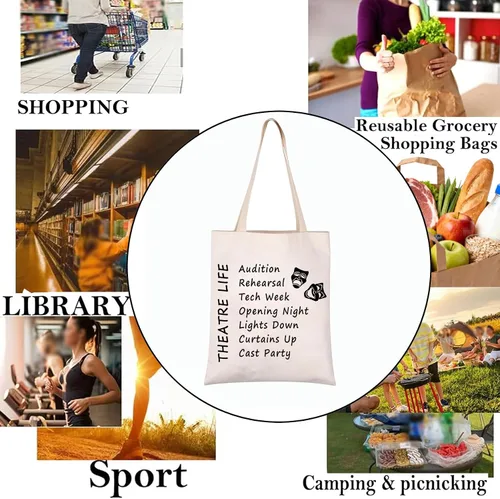 Vista 5 de PXTIDY Theatre Life Tote Bag - Regalos de teatro de drama y comedia para actor y actriz, Bolsa