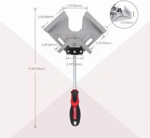 Vista 3 de WETOLS Abrazadera de Esquina para Carpintería 4PCS Abrazadera de Ángulo Recto de 90 Grados con Mordaza Basculante Ajustable de Aleación de Aluminio