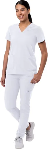 Vista 5 de Adar - Uniforme tipo filipina, con camisa de cuello en V y pantalones con bolsillos tipo cargo, para mujer