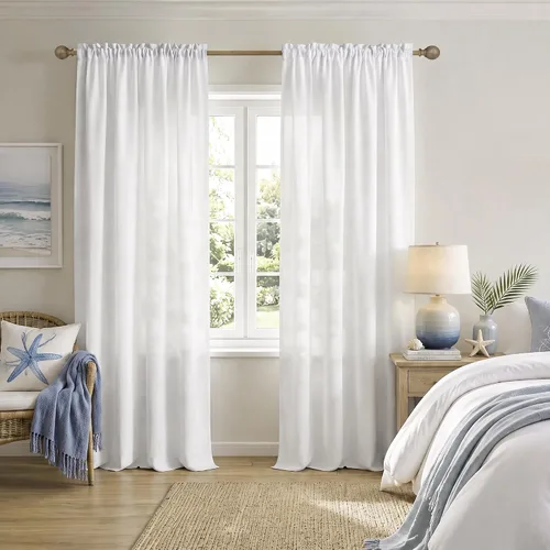Vista 36 de Mrs.Naturall - Cortinas transparentes con bolsillo para barra de 36x63 pulgadas de lino mezclado negro