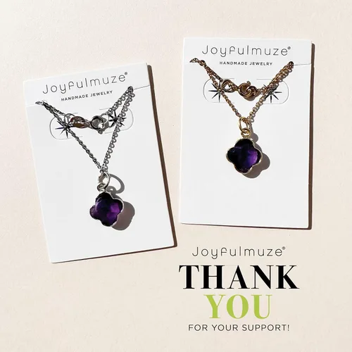 Vista 9 de Genuine Gemstone Necklace, Carved Four Leaf Clover Shape, Amethyst, Moonstone, Amazonite, Tourmaline, Labradorite, 925 Sterling Silver Jewelry
