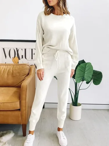 Vista 2 de ANRABESS - Conjunto de dos piezas para mujer conjunto de suéter de manga larga sin botones y pantalones con cordón