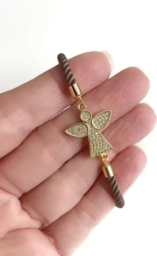 Vista 4 de Guardian Angel Charm CZ Adjustable Brown Bracelets for Women