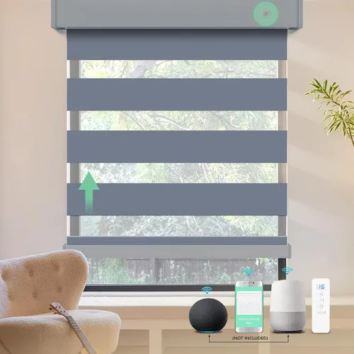 Vista 15 de MING CHEN Persianas motorizadas con control remoto, motor recargable integrado, persianas eléctricas automáticas de cebra compatibles con Alexa