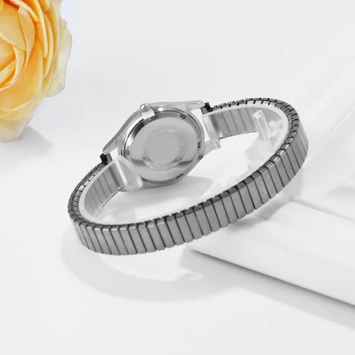 Vista 5 de JewelryWe Reloj elástico para mujer, fácil lectura, analógico, de cuarzo, banda elástica para el día de San Valentín