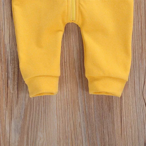 Vista 5 de FYBITBO Mameluco con capucha y cremallera para bebés, niños y niñas, mameluco de manga larga para otoño e invierno, ropa cálida