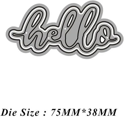 Vista 3 de Hola palabras troqueladas de metal para manualidades, álbumes de recortes, álbum de fotos, manualidades, tarjetas, decoración