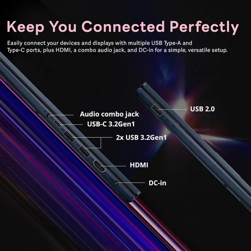 Vista 9 de ASUS Vivobook - Laptop empresarial FHD de 15.6 pulgadas, Intel Core 3 100U, 8 GB DDR5, almacenamiento de 1.12 TB