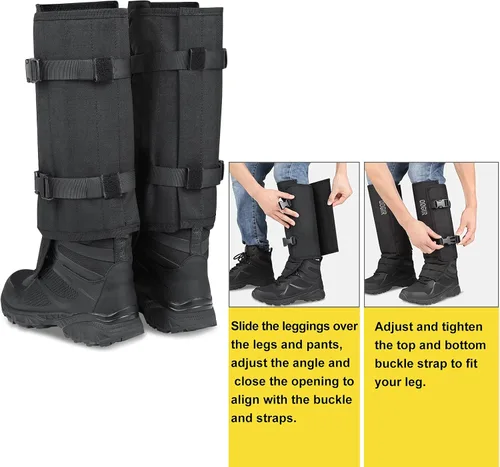 Vista 3 de QOGIR Polainas de serpiente para cazar: protectores de serpiente duraderos, polainas de polaina de serpiente para hombres y mujeres, protección Negro