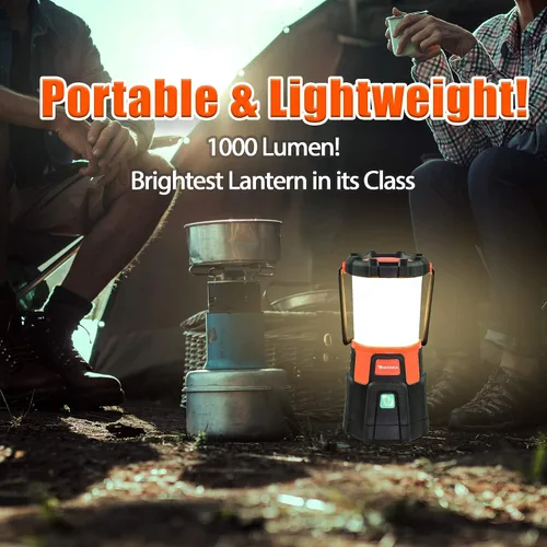 Vista 6 de Blazin Fireball - Linterna LED para campamento, 1000 lúmenes, funciona con pilas, para cortes de energía, luz impermeable, 4 modos, tiempo