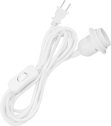 Vista 7 de kwmobile Cable de luz enchufable, cable de lámpara colgante de tela de 20 pies de largo con enchufe, enchufe E26, para colgar iluminación de techo