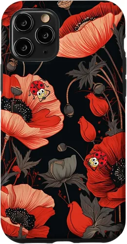 Vista 29 de Poppy Flower Ladybug Red & Black Pattern Case for iPhone 17