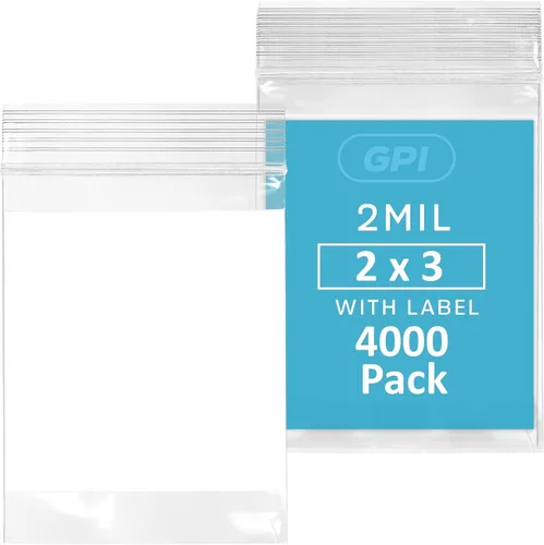 Vista 40 de GPI Paquete de 100 bolsas de plástico transparente de 1.5 x 2 pulgadas con cierre de cremallera, bolsas de polietileno resistentes y duraderas de 2