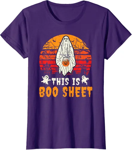 Vista 11 de Funny This Is Boo Sheet Spooky Ghost Halloween - Camiseta de disfraz de juego de palabras, Negro, S
