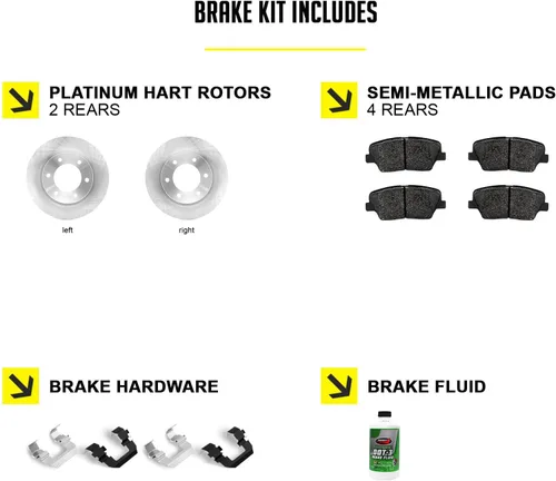 Vista 2 de Hart Brakes Kit Frenos y Rotores Traseros Pastillas de Freno Traseras Rotores y Pastillas de Freno Pastillas de Freno y Rotores Semimetálicos