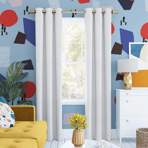 Vista 18 de Sun Zero Halton Bright Vibes Panel de Cortina Opaca Total con Ojales, 40" x 63", Azul Clásico