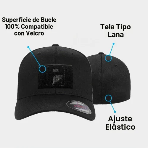 Vista 2 de Pull Patch XL/XXL Curved Bill Premium Flexfit Baseball Tactical Cap Negro